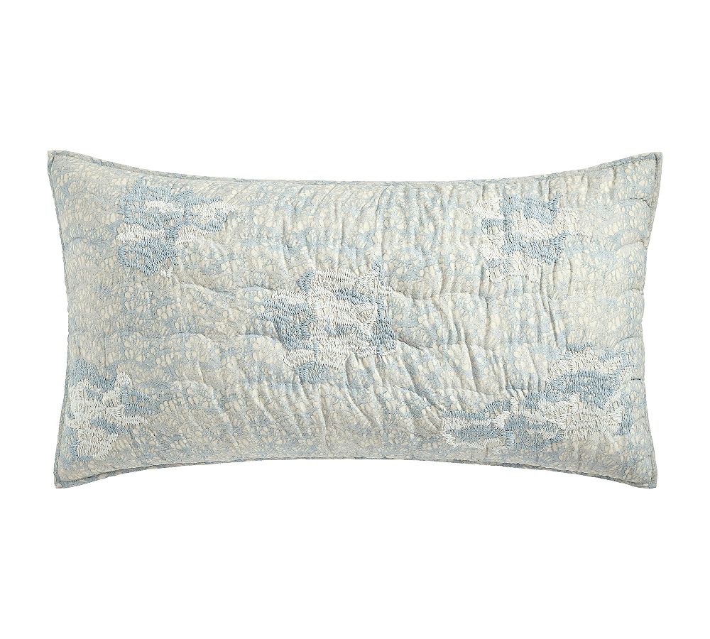 Coral Reef Embroidered Quilted Sham - Blue, King