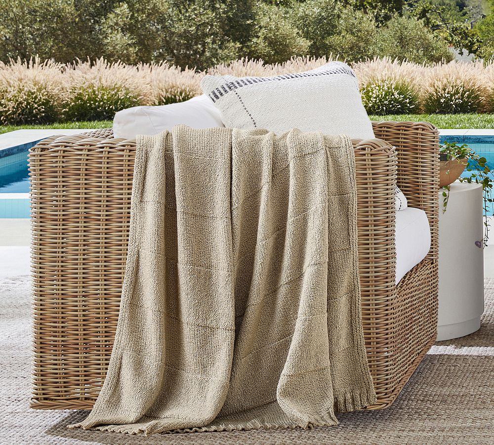 Arlington Knit Outdoor Throw - Flax, 50" x 60"