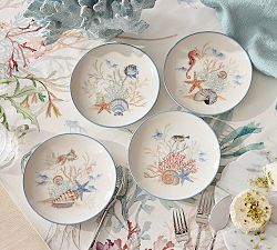 Enchanted Sea Stoneware Appetizer Plates - Mixed Set of 4