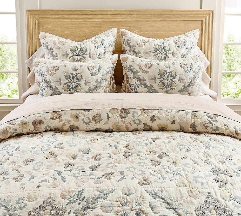 Molly Suzani Embroidered Quilt - Multi, King/Cal. King