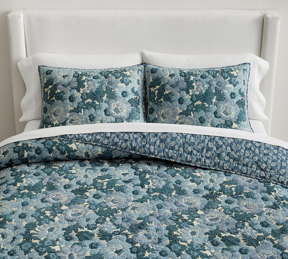 Kelley Floral Reversible Quilt - Blue Multi, King/Cal. King