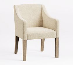 Open Box: Classic Slope Upholstered Dining Armchair - Performance Everydaylinen™ Oatmeal, Seadrift