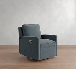 Open Box: Tyler Square Arm Swivel Recliner without Nailheads - Performance Casual Chenille Slate