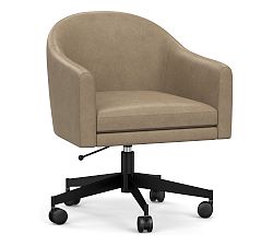 Open Box: Gideon Leather Swivel Desk Chair - Legacy Taupe, Antique Bronze