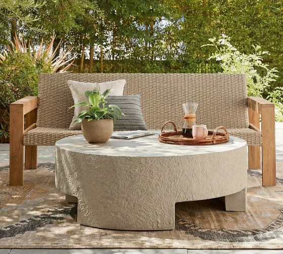Bolinas Modern Concrete Round Outdoor Coffee Table (48