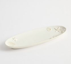 Coastal Embossed Stoneware Cookie Platter