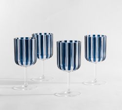 Montauk Stripe Outdoor Goblets - Set of 4