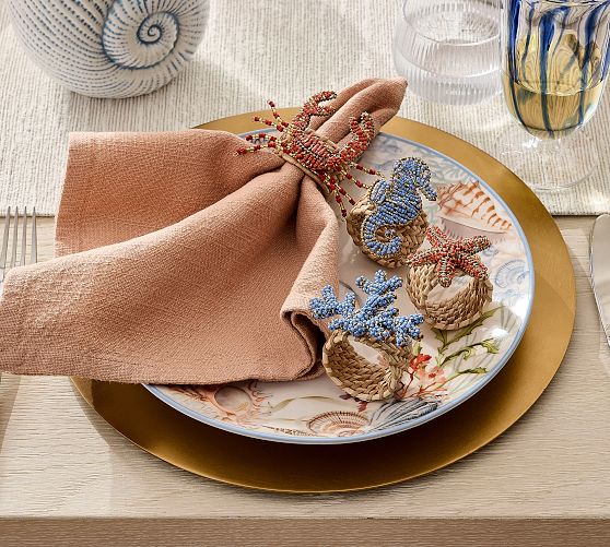 Beaded Summer Icon Napkin Rings - Mixed Set of 4