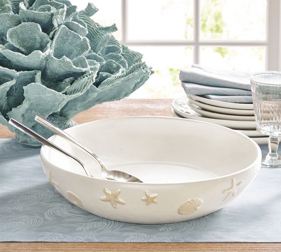 Coastal Embossed Stoneware Serving Bowl by Pottery Barn