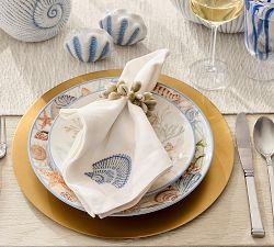 Enchanted Sea Embroidered Icon Cotton Napkins - Mixed Set of 4