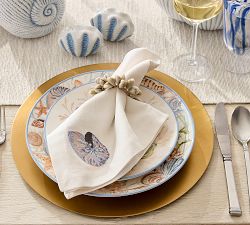 Enchanted Sea Embroidered Icon Cotton Napkins - Mixed Set of 4