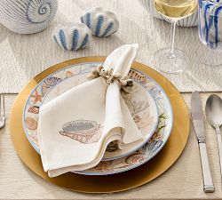 Enchanted Sea Embroidered Icon Cotton Napkins - Mixed Set of 4