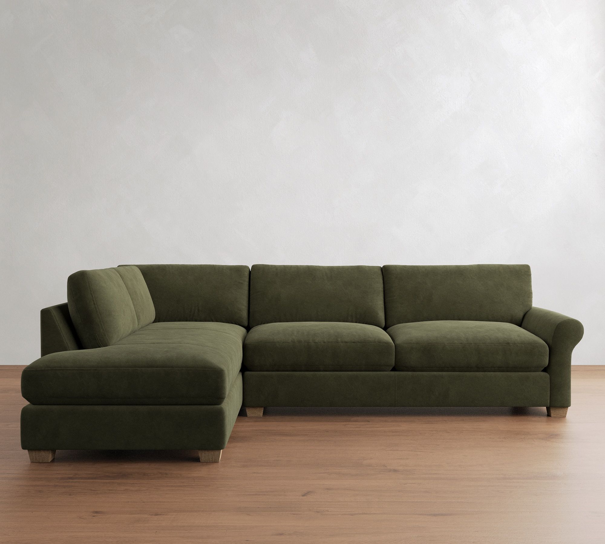 PB Comfort Modern Roll Arm Leather Return Bumper Sectional (124") - thumbnail 5