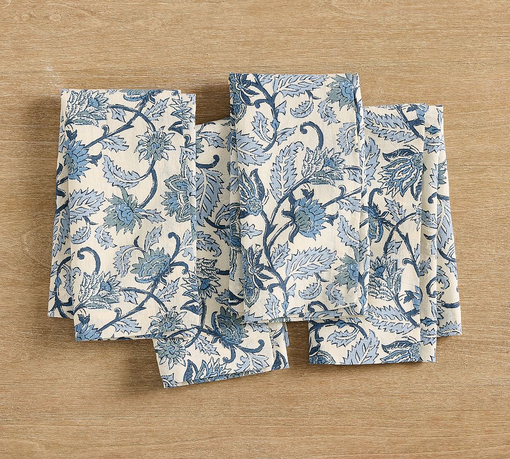 Briar Cotton/Linen Napkins - Set of 4 - Set of 4 - Blue Multi