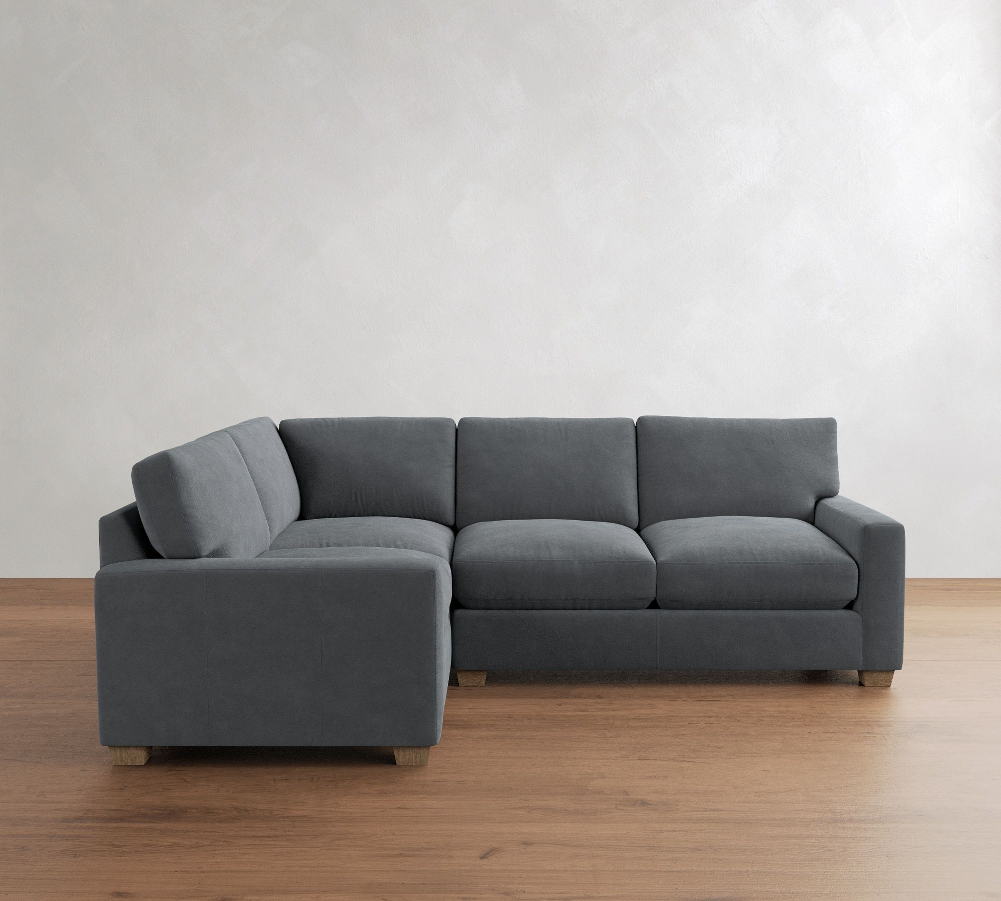 PB Comfort Modern Square Arm Leather 3-Piece Sectional (106")