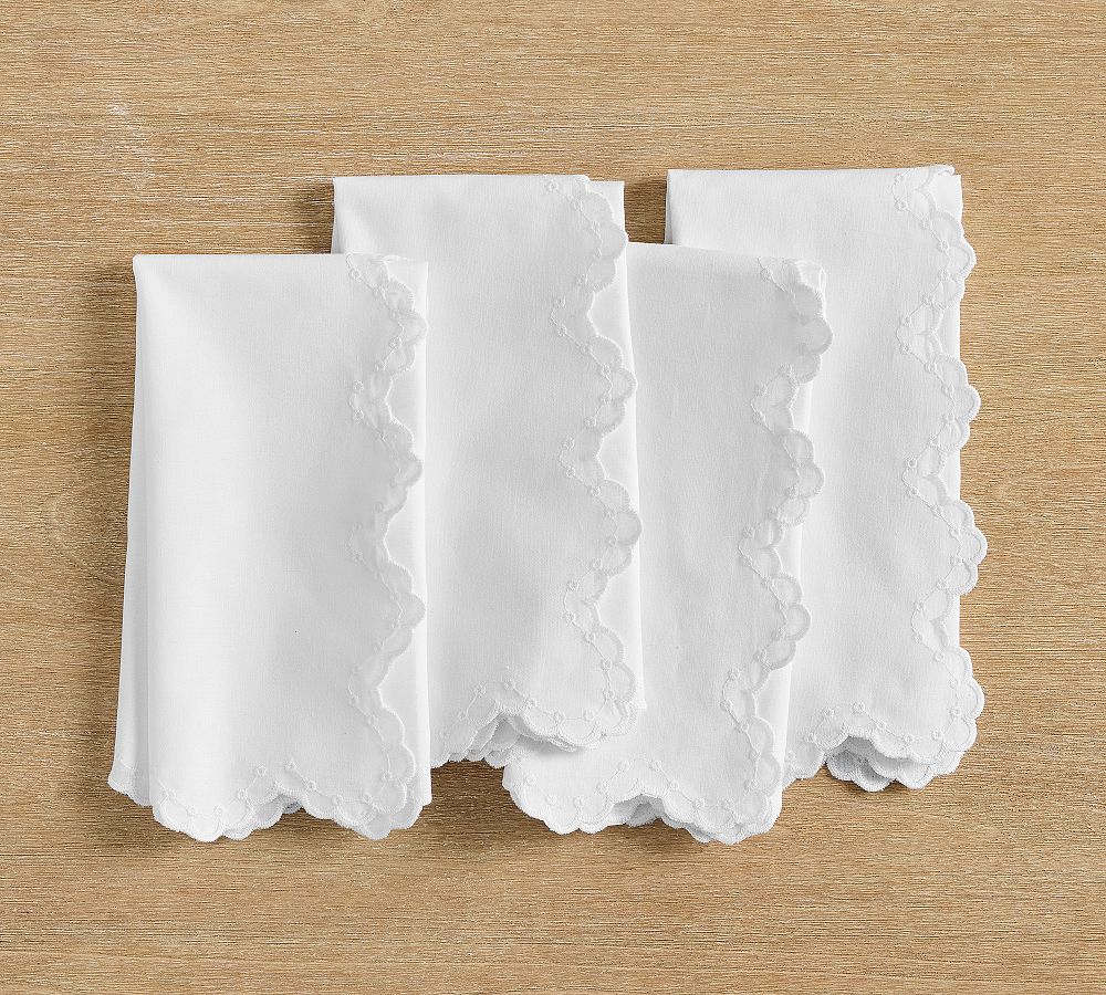 Eyelet Border Cotton Napkins - Set of 4 - Set of 4 - White