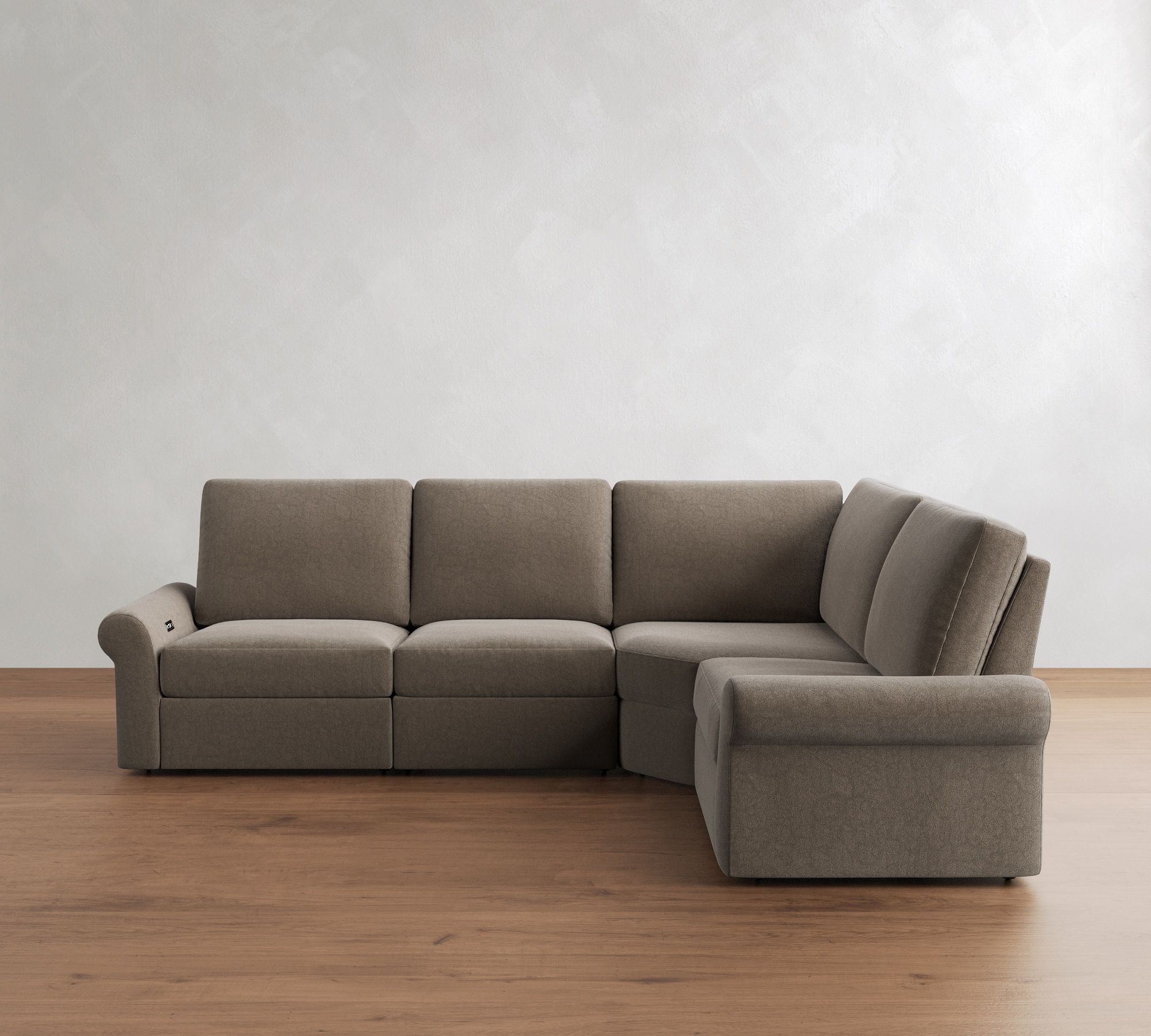 PB Comfort Modern Roll Arm Power Reclining Reversible Wedge Sectional (123")
