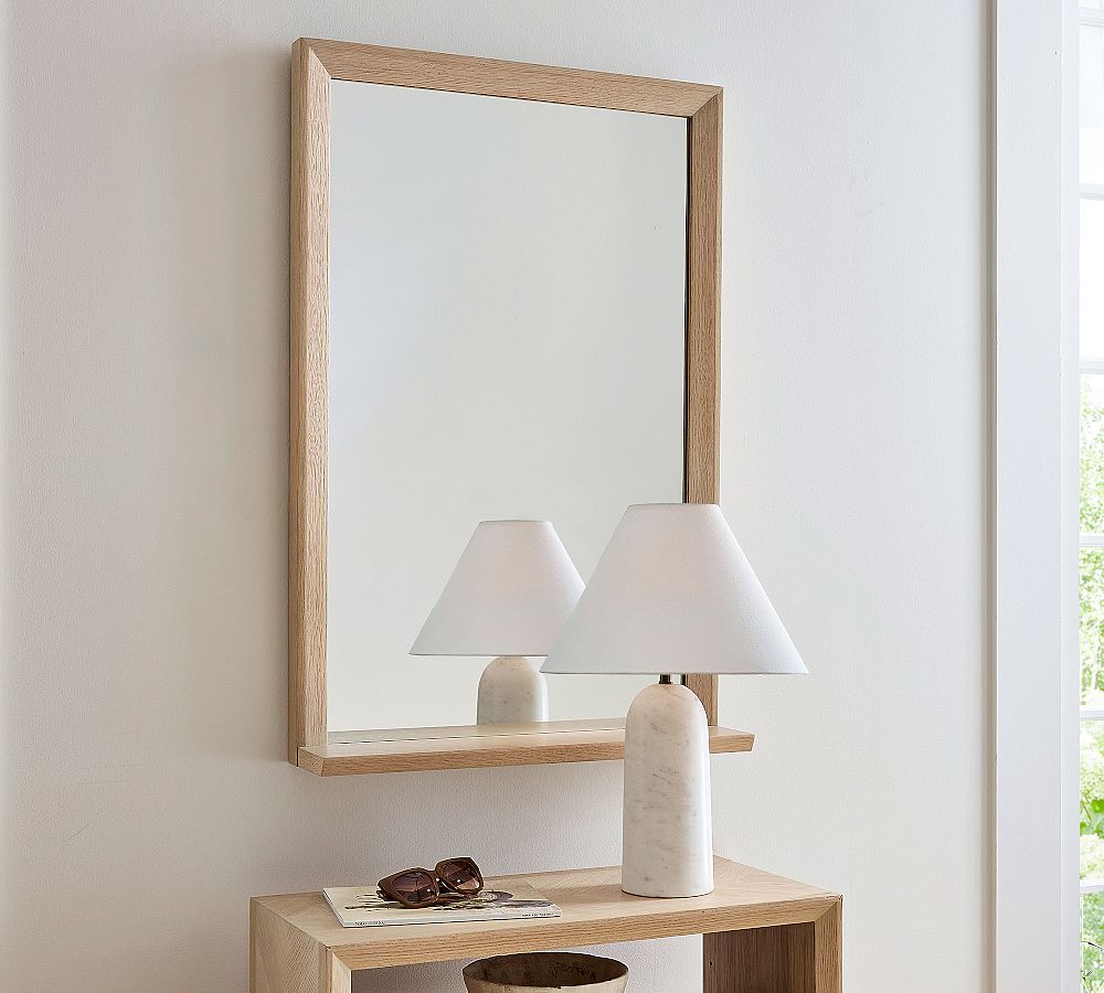 Blair Herringbone Rectangle Mirror With Shelf by Pottery Barn