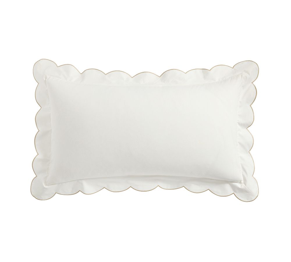 Scalloped Embroidered Sham - White/Flax, King