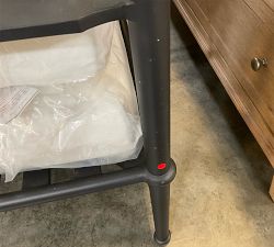 Open Box: Ellis Metal Outdoor Right-Arm Loveseat with High Performance Cushion Cover - White Canvas, Forged Iron