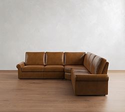 PB Comfort Modern Roll Arm Leather Power Reclining L-Shaped Sectional (123")