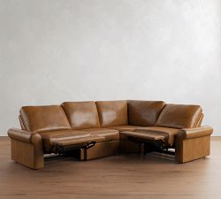 PB Comfort Modern Roll Arm Leather Power Reclining Reversible Wedge Sectional (123")