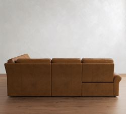 PB Comfort Modern Roll Arm Leather Power Reclining Reversible Wedge Sectional (123")