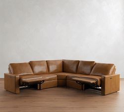 PB Comfort Modern Square Arm Leather Power Reclining L-Shaped Sectional (120")