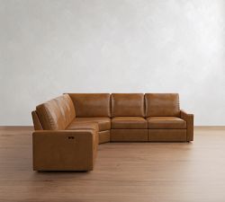 PB Comfort Modern Square Arm Leather Power Reclining L-Shaped Sectional (120")