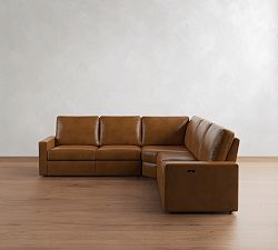 PB Comfort Modern Square Arm Leather Power Reclining L-Shaped Sectional (120")