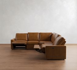 PB Comfort Modern Square Arm Leather Power Reclining L-Shaped Sectional (120")
