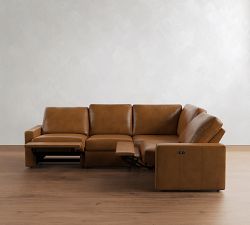 PB Comfort Modern Square Arm Leather Power Reclining Reversible Wedge Sectional (120")