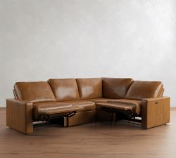 PB Comfort Modern Square Arm Leather Power Reclining Reversible Wedge Sectional (120")