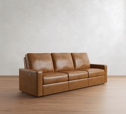 PB Comfort Modern Square Arm Leather Power Reclining Sofa (79"&ndash;112")