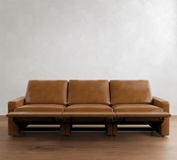 PB Comfort Modern Square Arm Leather Power Reclining Sofa (79"&ndash;112")