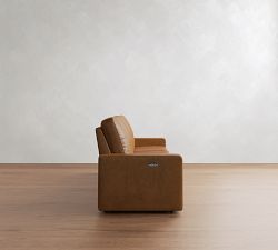 PB Comfort Modern Square Arm Leather Power Reclining Sofa (79"&ndash;112")