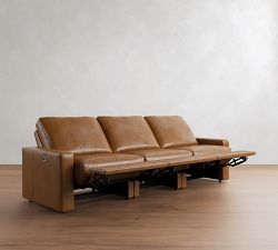 PB Comfort Modern Square Arm Leather Power Reclining Sofa (79"&ndash;112")