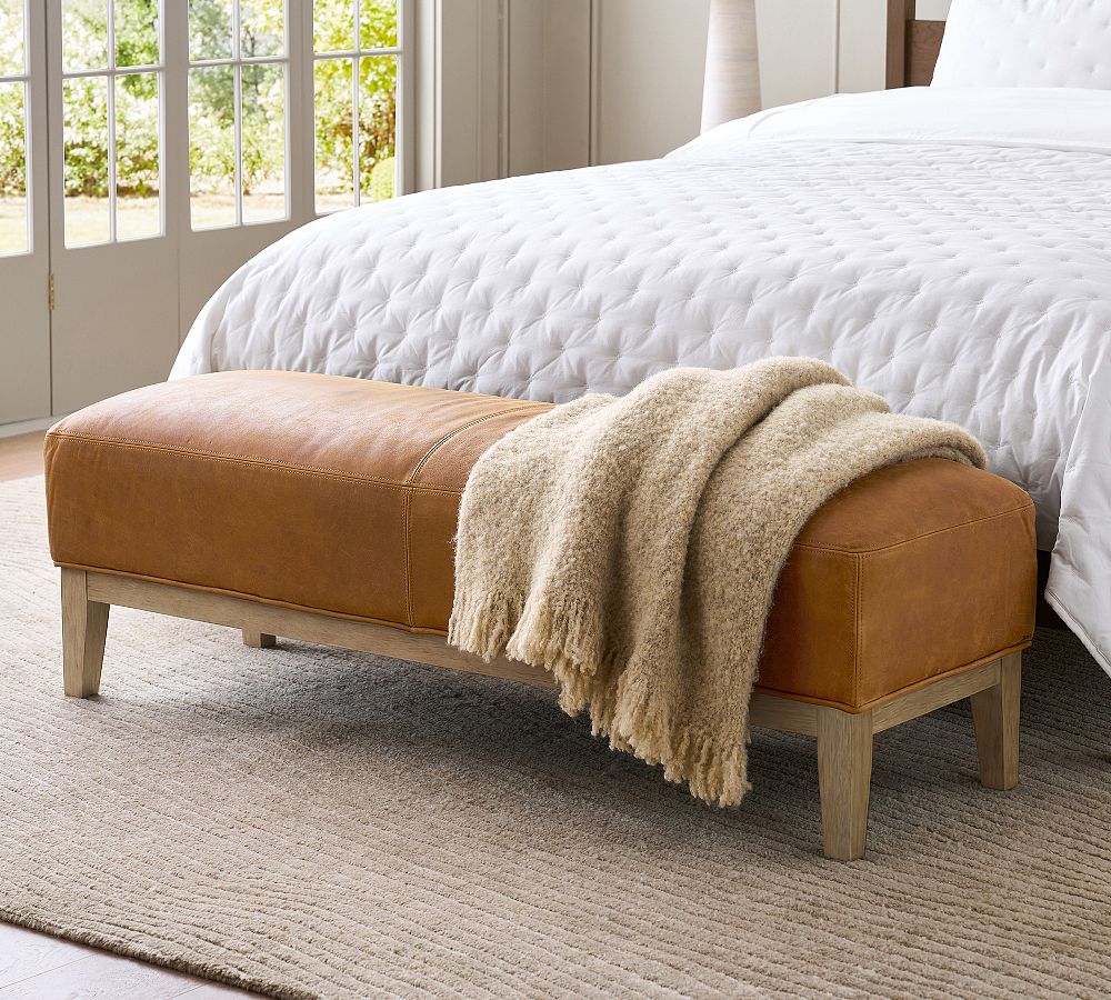 Edgewood Leather Bench by Pottery Barn