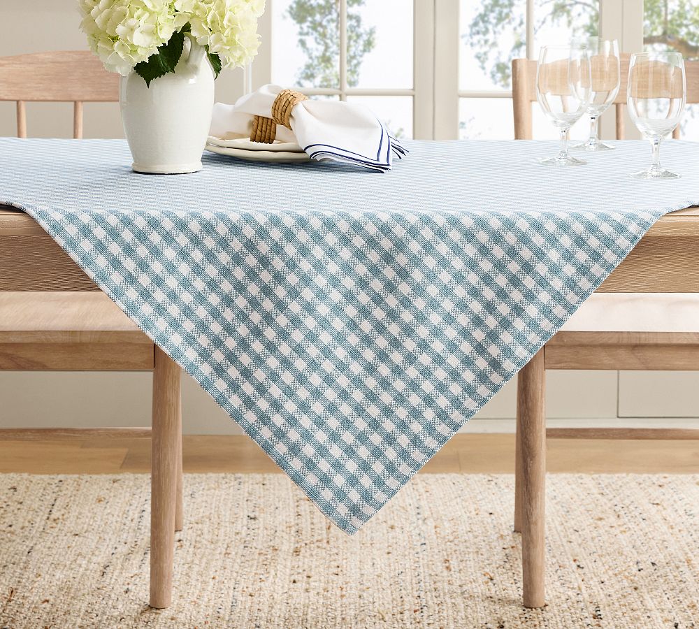 Baxter Gingham Cotton Table Throw - 50x50" - Chambray