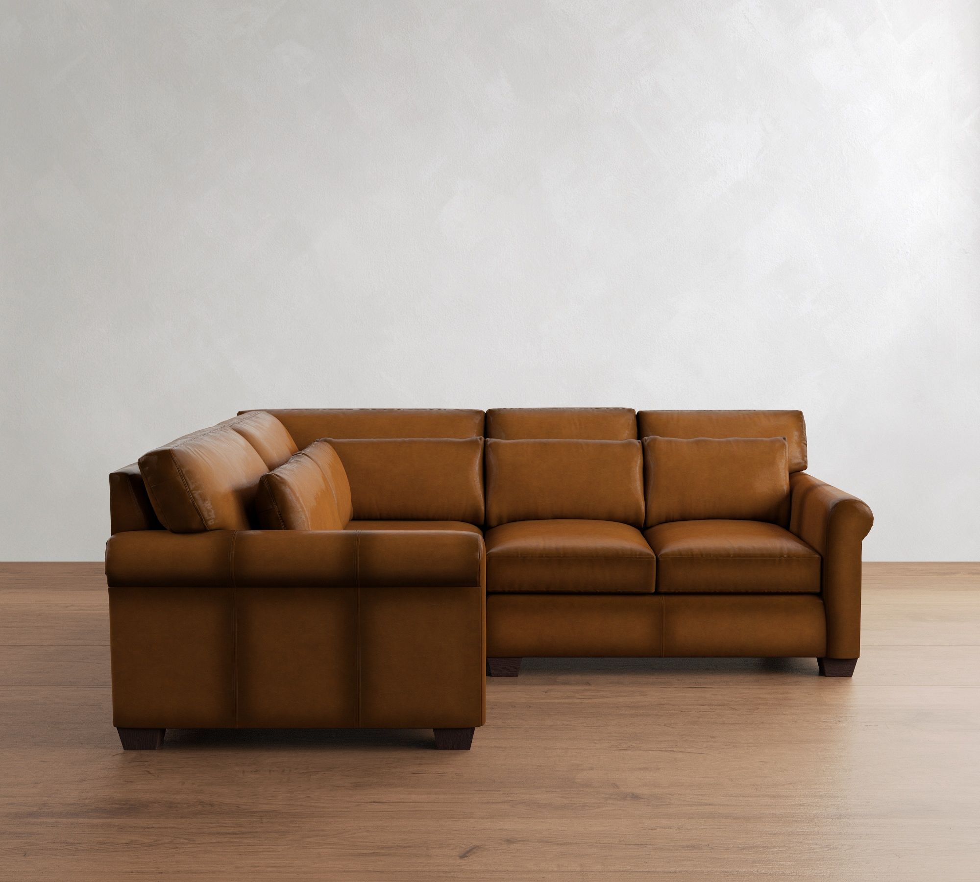 York Roll Arm Deep Seat Leather 3-Piece Sectional (102") - thumbnail 4