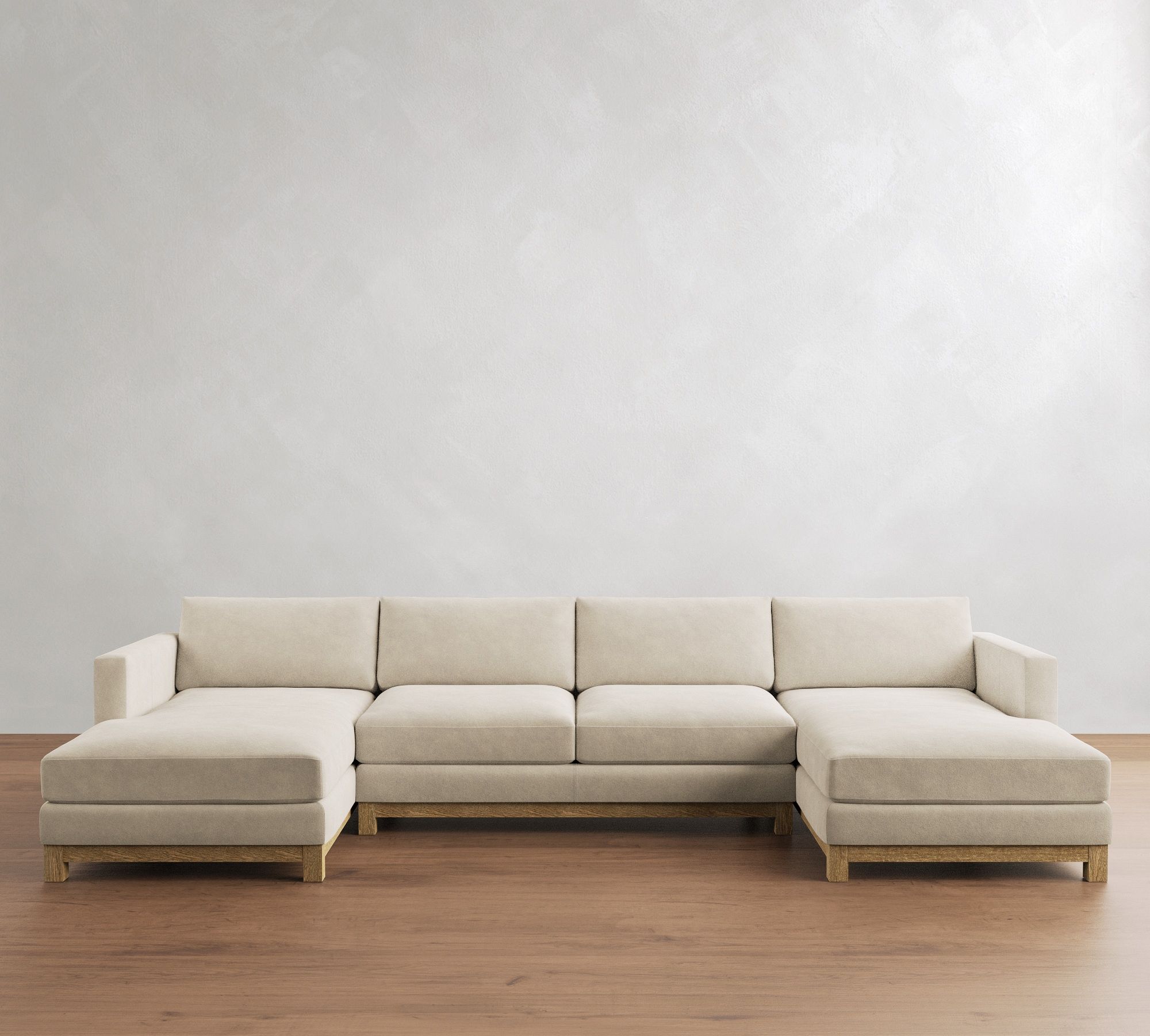 Jake Leather Seadrift Wood Base Double Chaise Sectional (145"&ndash;164") - thumbnail 7