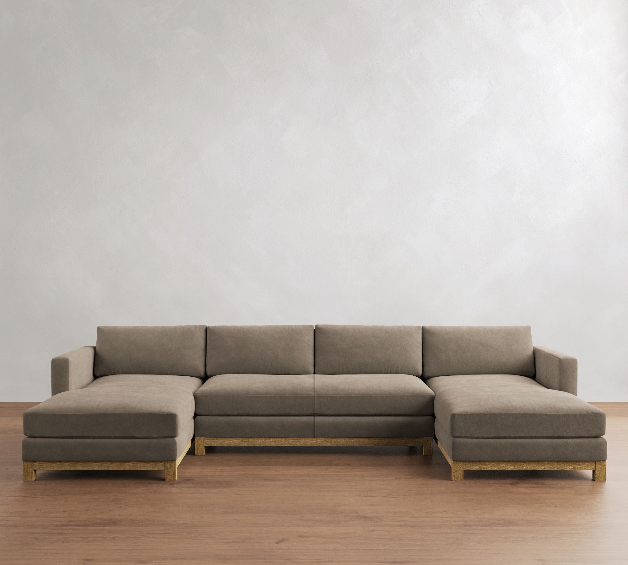 Jake Leather Seadrift Wood Base Double Chaise Sectional (145"&ndash;164") - thumbnail 6