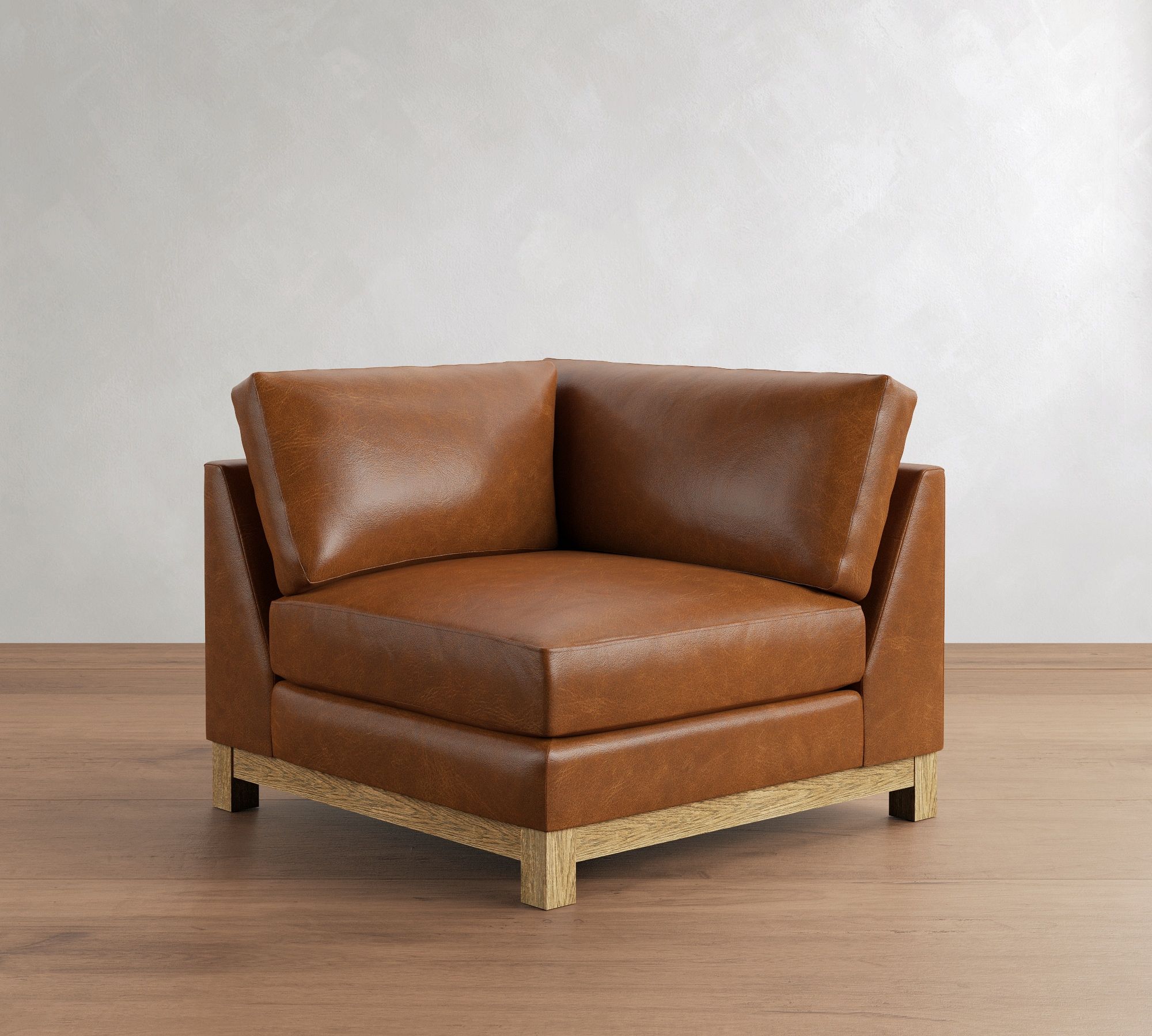 Build Your Own Jake Deep Seat Leather Seadrift Wood Base Sectional