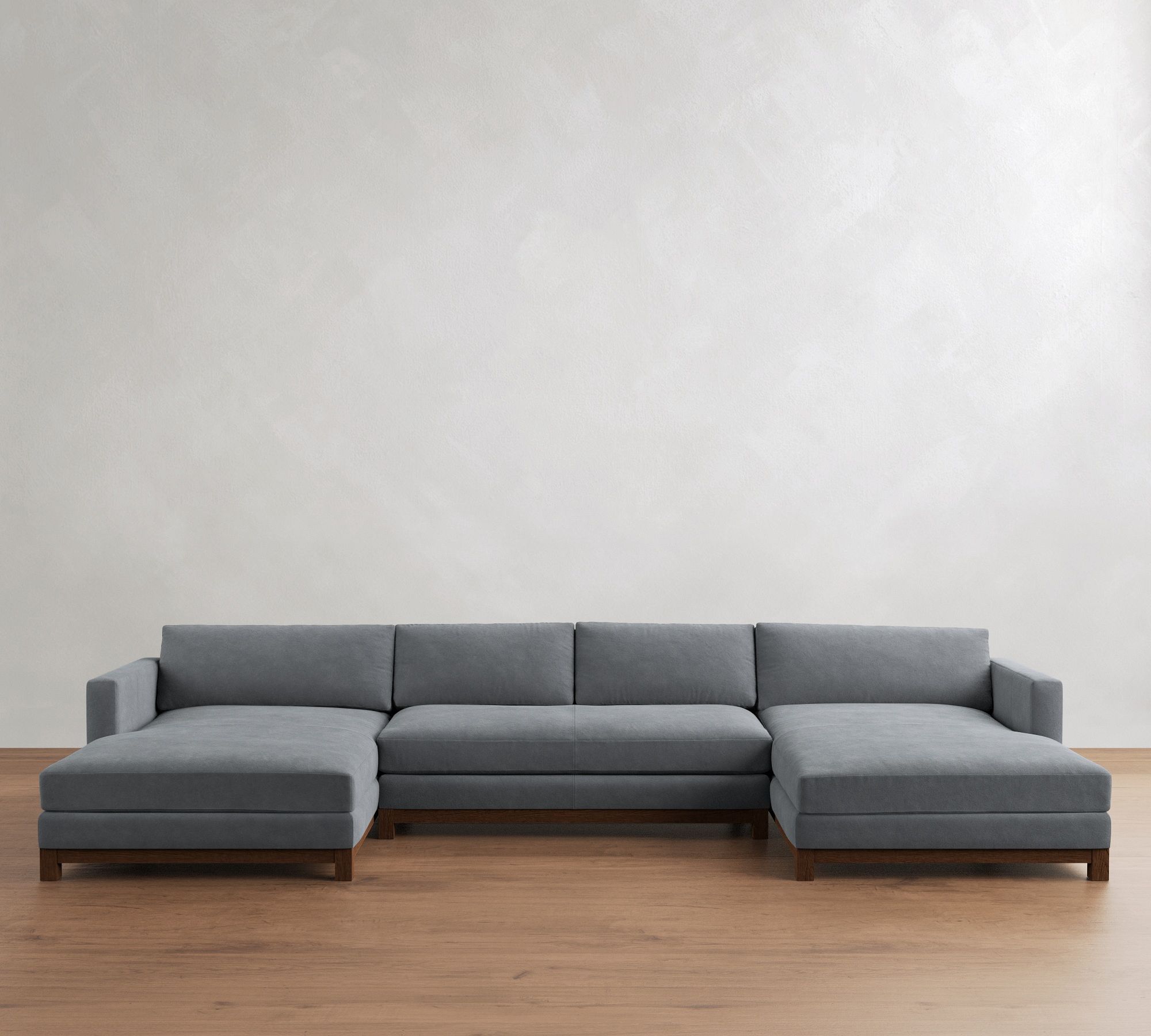 Jake Leather Brindle Wood Base Double Chaise Sectional (146"&ndash;165")