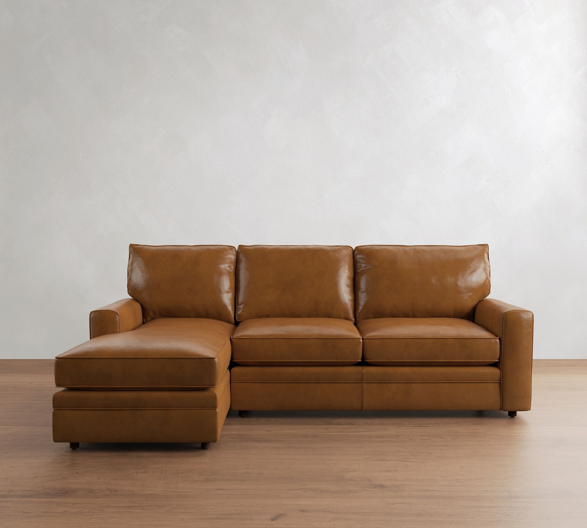 Pearce Square Arm Leather Chaise Sectional (104")