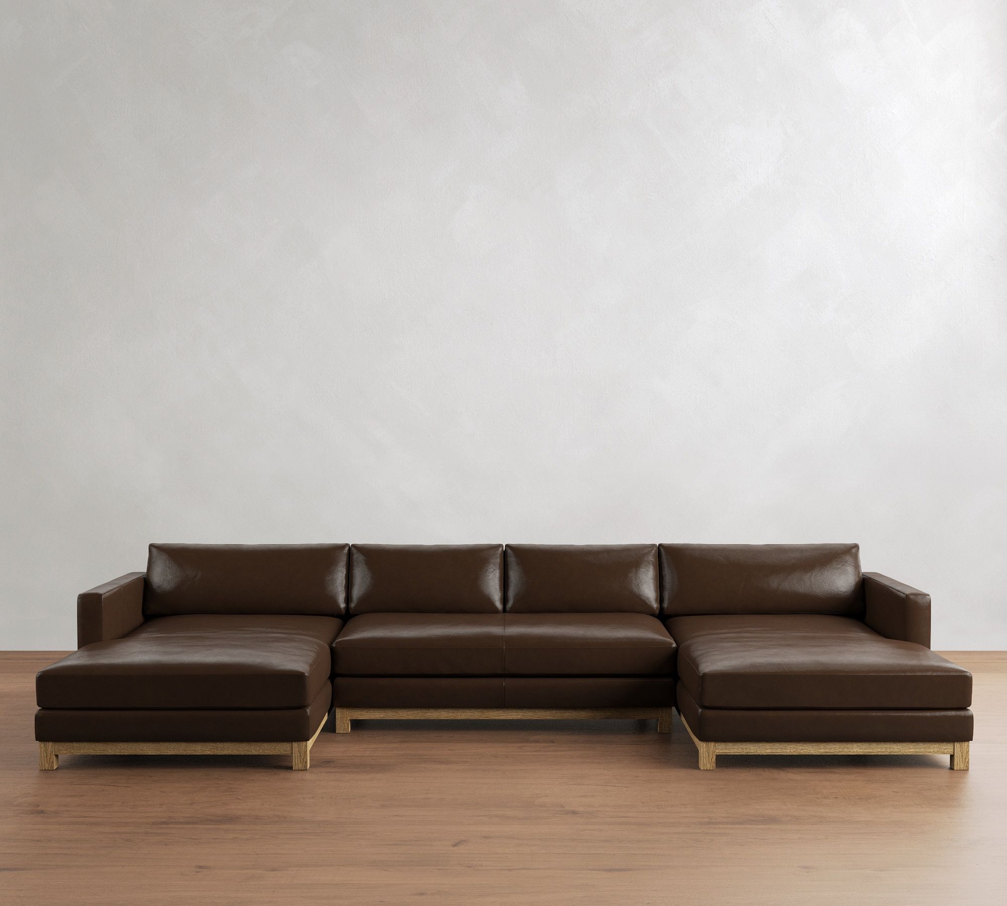 Jake Leather Seadrift Wood Base Double Chaise Sectional (145"&ndash;164") - thumbnail 2