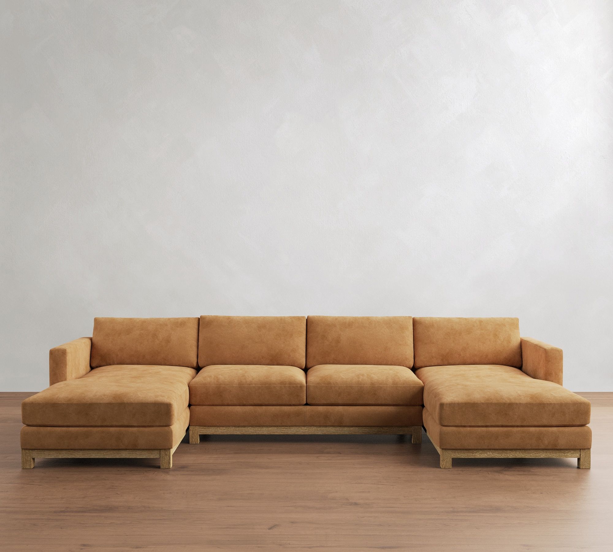 Jake Leather Seadrift Wood Base Double Chaise Sectional (145"&ndash;164") - thumbnail 8