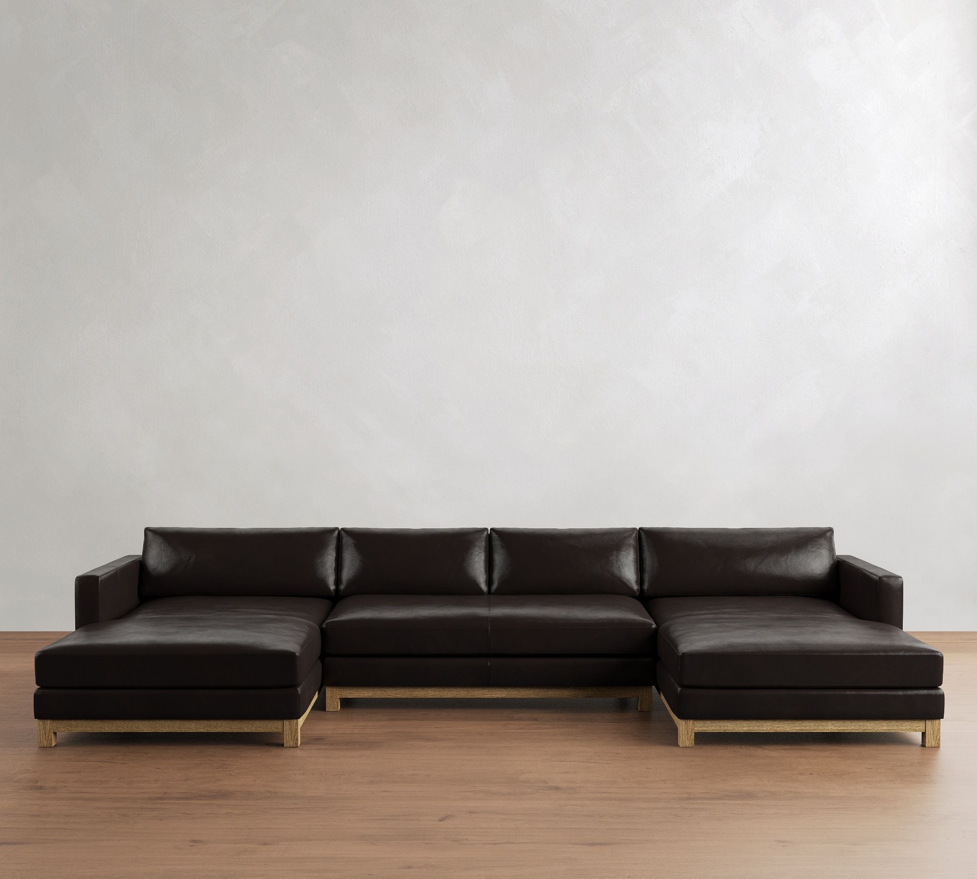 Jake Leather Seadrift Wood Base Double Chaise Sectional (145"&ndash;164") - thumbnail 9