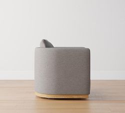 Ayden Barrel Arm Wood Base Swivel Chair