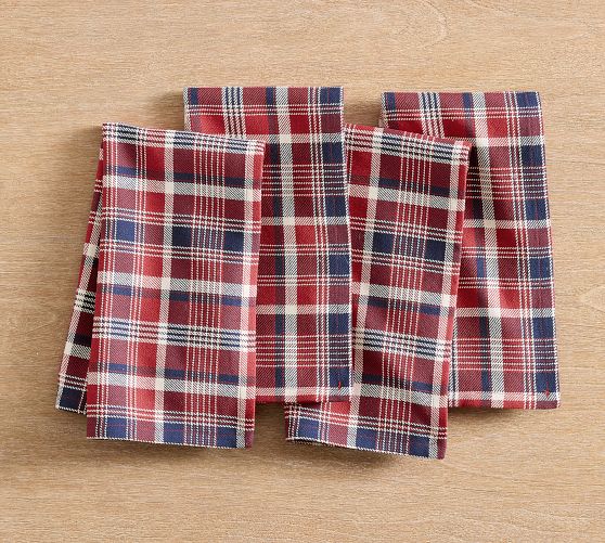 Madras Americana Cotton/Linen Napkins - Set of 4
